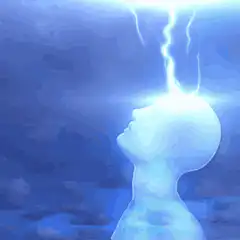 Lightning striking a head