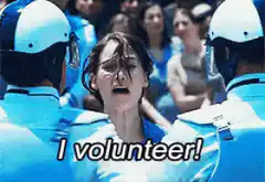 Katniss volunteers for the Hunger Games
