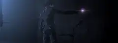 anime character fires red laser beam