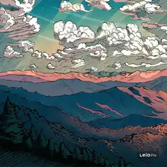 Animated comic book mountain landscape