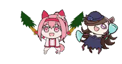 Anya and Kuroko with Christmas Trees