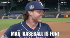Baseball player says baseball is fun wow