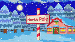 North Pole sign with Bitcoin moon