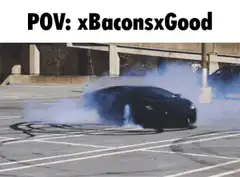 Car doing donuts in parking lot