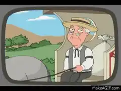 Old man driving carriage drinks milk