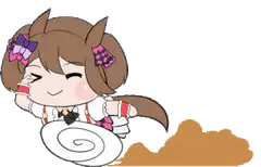 Chibi girl eating with a plate