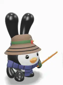 Penguin with bunny ears fishing