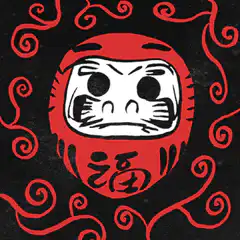 Angry red Daruma doll animation