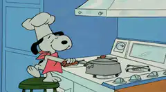Snoopy makes popcorn