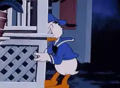 Donald Duck leaning back in shock