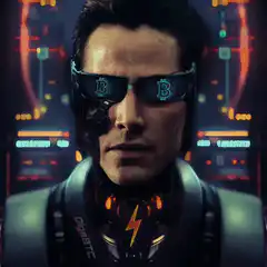 Cyberpunk man with Bitcoin glasses