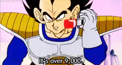 Vegeta breaks scouter over 9000