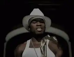 50 Cent holding a flaming torch