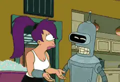 Leela and Bender laughing
