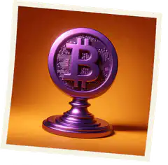 Purple Bitcoin coin morphs into robot head