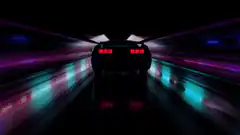 Neon car drifting in tunnel