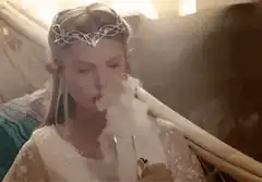 Elf girl coughs from smoking