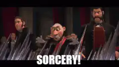 Gaston and LeFou trapped in spikes Sorcery
