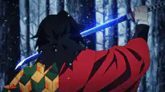 Giyu Tomioka draws water breathing sword