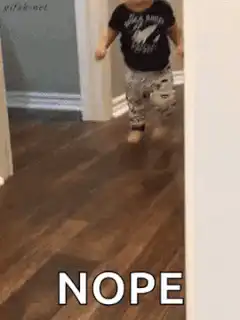 Toddler turns around and says nope