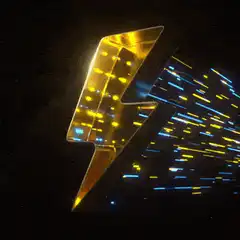 Golden lightning bolt with speed lines