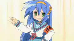 Konata Izumi pointing and smiling