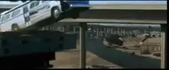 Bus flips over on highway