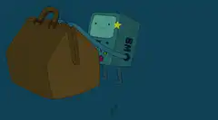 BMO takes batteries from bag