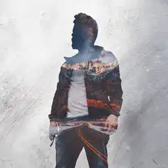 Double exposure man silhouette landscapes
