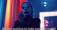 Joker smoking with Bitcoin caption
