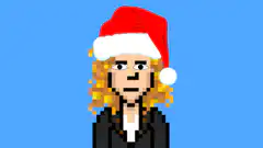 pixel art girl santa hat eyes change