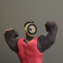 Clay figure flexing muscles