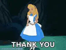 Alice bowing and saying thank you
