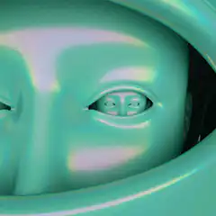 Infinite green face zoom