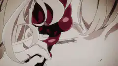 Anime girl opens purple eye