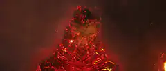 Godzilla glowing red hot