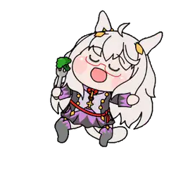 chibi character eating broccoli