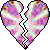 pixel art broken heart with skull