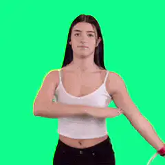 Woman dabbing on green screen