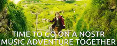 Bilbo Baggins running with text