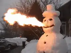 snowman breathing fire
