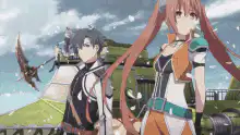 Kirito and Asuna standing together