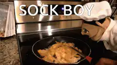 Sock Boy Chef Cooking Flambé