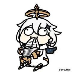 chibi angel reading scroll