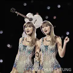 Taylor Swift dancing with floating guitars