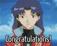 Evangelion characters saying congratulations