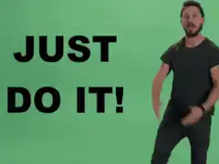 Man dancing next to Just Do It text