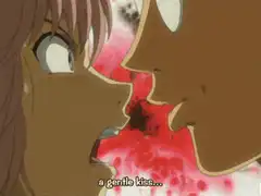 anime girl gets a bloody kiss