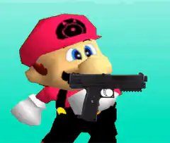 Mario with a gun