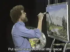 Bob Ross painting leaves